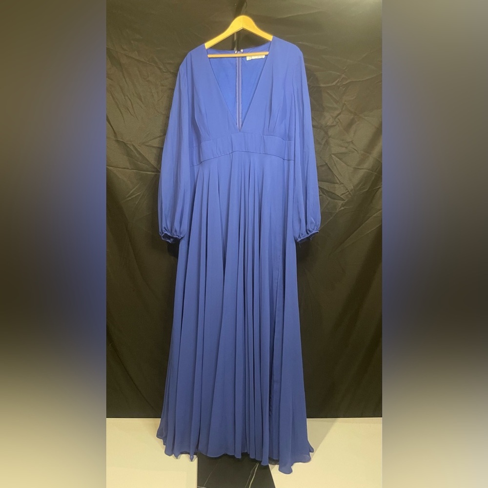 Ieena By Mac Duggal 55682 V‎ Neck, A Line, Bishop Sleeves, Cobalt Gown, size 20 - Picture 6 of 11